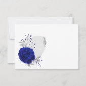 fleurs d'argent bleu royal carte de remerciements  (Dos)