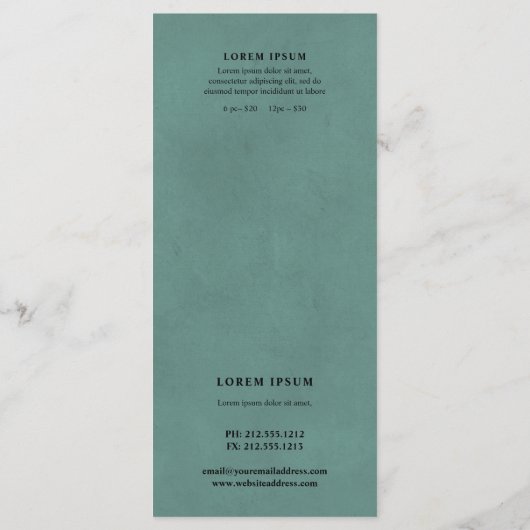 Fleurs d'art en ligne, menu à fleurs turquoise ou  (Dos)