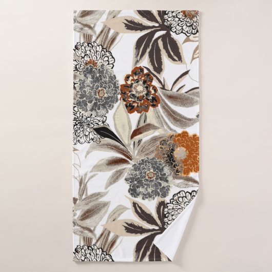 Fleurs d'art ethnique et feuille illustration moti (Serviette de bain)