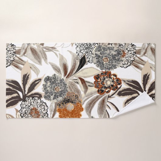 Fleurs d'art ethnique et feuille illustration moti (Serviette de bain)