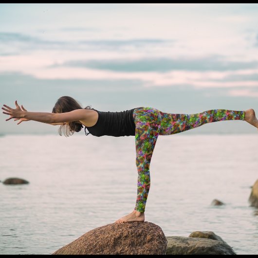 Fleurs d'Astral Grunge Encre Leggings - Amusants