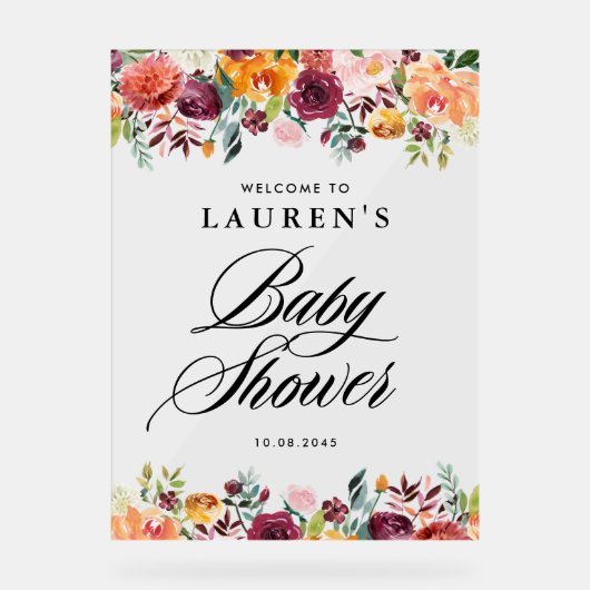 Fleurs d'automne Baby shower Floral Bienvenue (Recto)