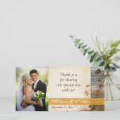 Fleurs d'automne, Carte photo Mariage en bois FAUX (Debout devant)