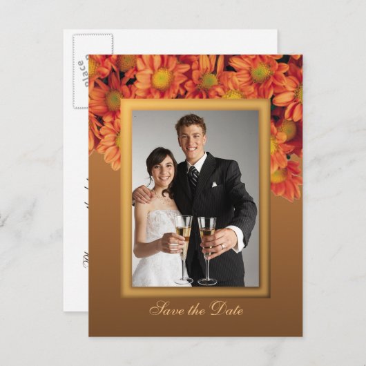 Fleurs d'automne Enregistrer la date Carte postale (Devant / Derrière)