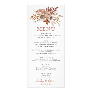 Fleurs d'automne et carte de menu mariage