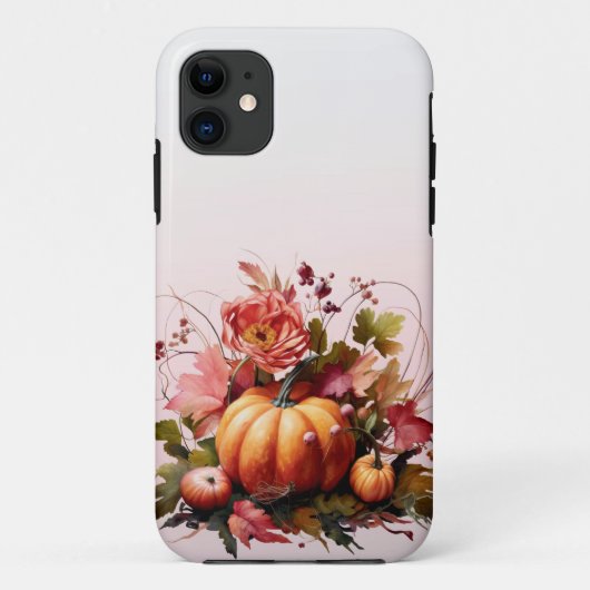 Fleurs d'automne et coque iphone Citrouille (Dos)