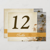 Fleurs d'automne, FAUX Bois Numéro de table Carte (Devant / Derrière)