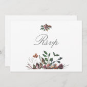Fleurs d'automne foncé Fête de mariage Carte Rsvp (Devant / Derrière)