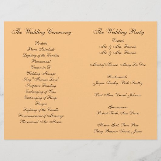 Fleurs d'automne Programme de mariage plié (Dos)