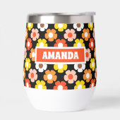 Fleurs d'automne rétro Motif Noir (Gauche)