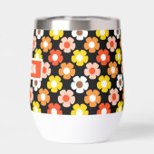 Fleurs d'automne rétro Motif Noir (Arrière)