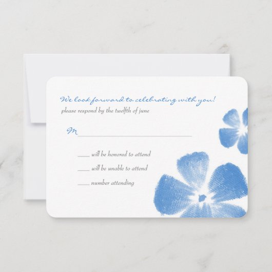 Fleurs de aquarelle tropicale bleue Mariage RSVP (Devant)