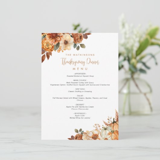 fleurs de automne rustiques menu d'action de grâce (Debout devant)