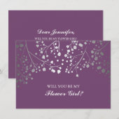 Fleurs de bébé argentées pour mariage, invitation  (Devant / Derrière)