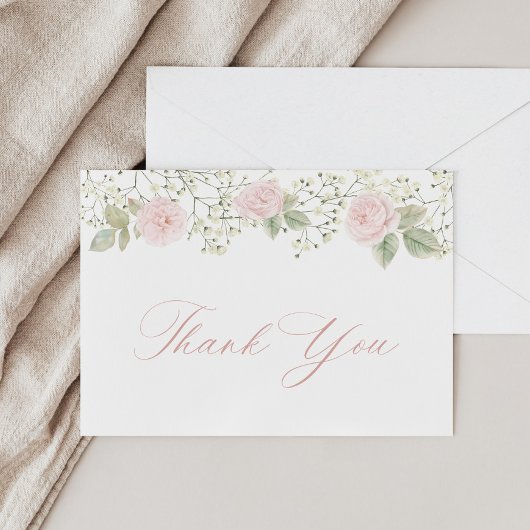 Fleurs de bébé et roses roses Merci