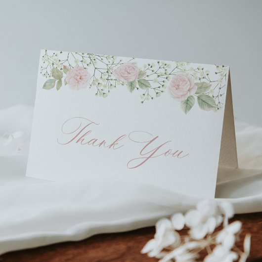 Fleurs de bébé et roses roses Merci