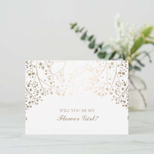 Fleurs de bébé souffle or Invitation de mariage Fi (Debout devant)