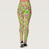 Fleurs de Bell rétro Mandalas Leggings verts (Dos)