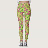 Fleurs de Bell rétro Mandalas Leggings verts (Devant)
