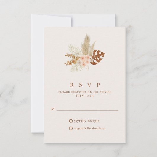 Fleurs de Boho automne Mariage rustique RSVP (Devant)