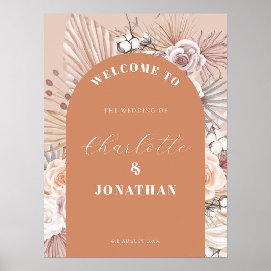 Fleurs de Boho modernes Affiches de bienvenue Mari (Devant)