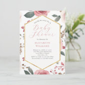 Fleurs de Boho rose Peonies Baby shower Invitation (Debout devant)