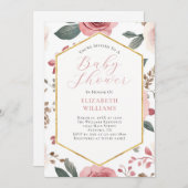 Fleurs de Boho rose Peonies Baby shower Invitation (Devant / Derrière)