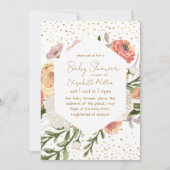 Fleurs de Boho vintages Invitation Baby shower fil (Devant)