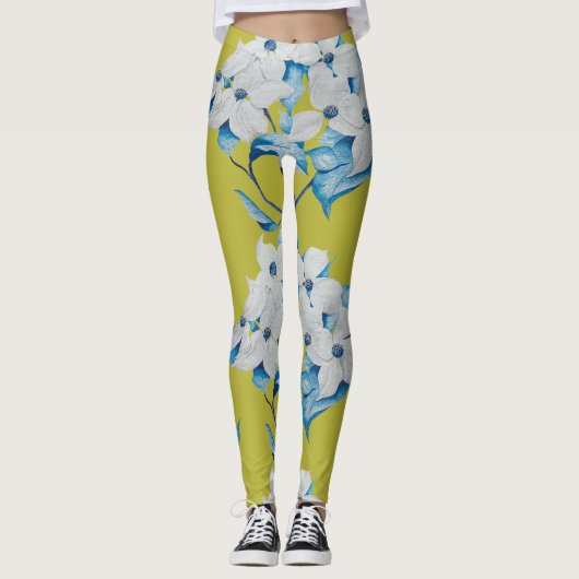 Fleurs de bois de chien sur les Leggings (Devant)
