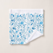Fleurs de bordure florales et Arrière - plan blanc (Gant de toilette)