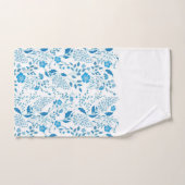 Fleurs de bordure florales et Arrière - plan blanc (Serviette à main)