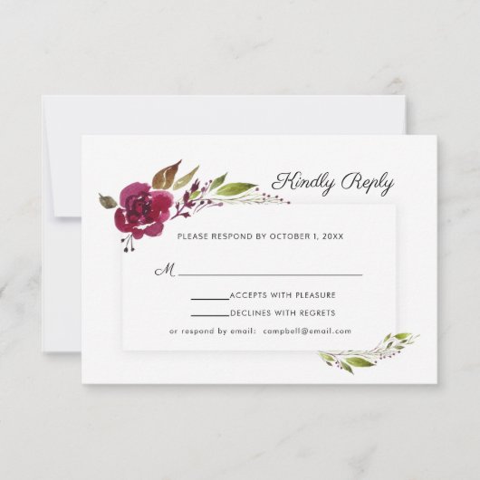 Fleurs de Bourgogne Feuillage Mariage RSVP (Devant)