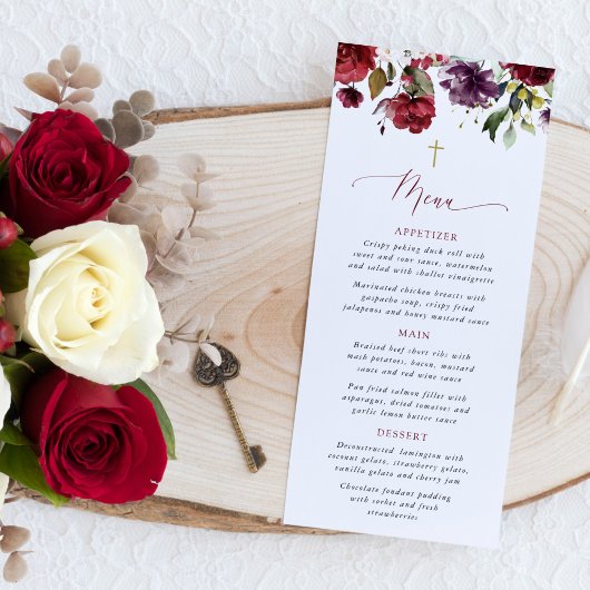 Fleurs de Bourgogne, Fleurs Roses, Menu de Baptême