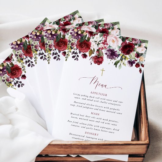Fleurs de Bourgogne, Fleurs Roses, Menu de Baptême