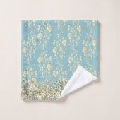 Fleurs de brillance élégantes sur bleu poudre (Gant de toilette)