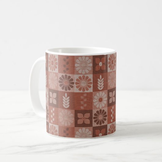 Fleurs de Burlap Brown rustique Feuille Mug de caf (Devant gauche)