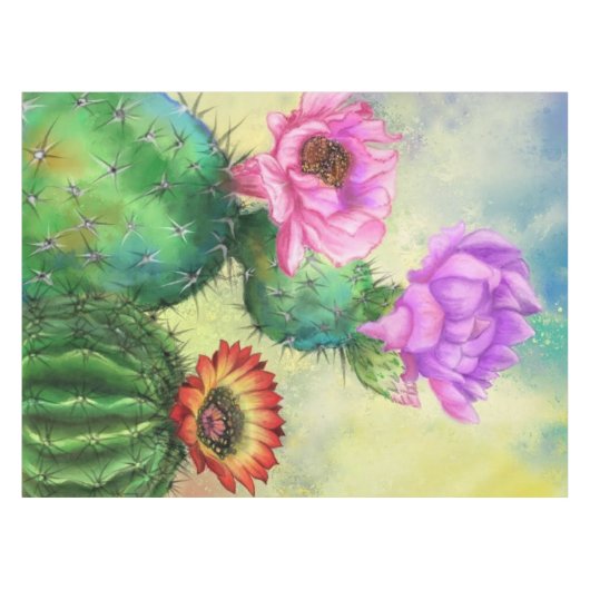 Fleurs de cactus colorées Nappe (Devant (Horizontal))