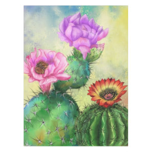 Fleurs de cactus colorées Nappe
