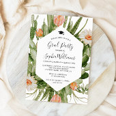 Fleurs de cactus Frame Graduation Party Invitation