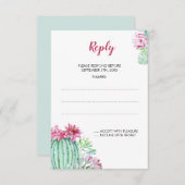 Fleurs de cactus roses Cartes de réponse Mariage S (Devant / Derrière)