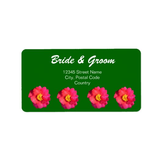 fleurs de camélia rose étiquette de adresse (Devant)