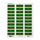fleurs de camélia rouges étiquette d'adresse verte (Feuille entière)