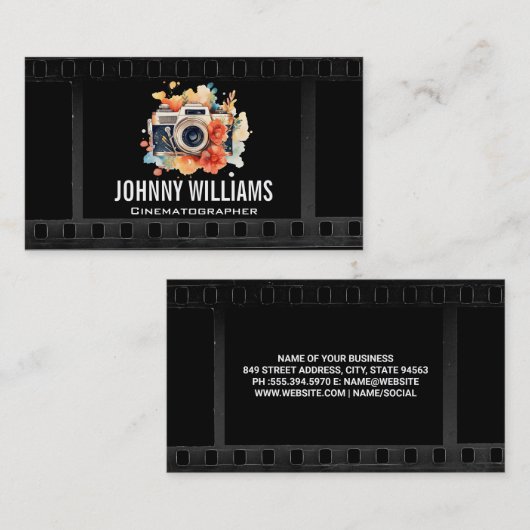 Fleurs de caméra | Carte de visite Arrière - plan (Devant / Derrière)