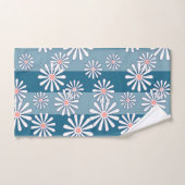 Fleurs de camomille blanche sur fond bleu rayé (Serviette à main)