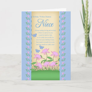 fleurs de carte d'anniversaire de nièce et papillo
