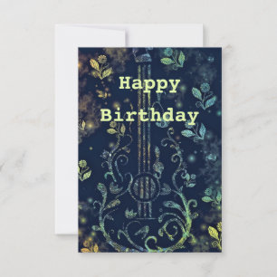 Fleurs de carte d'anniversaire Guitare