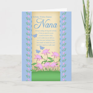 fleurs de carte d'anniversaire nana et papillons