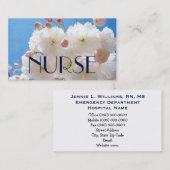 Fleurs de cartes de visite d'INFIRMIÈRE soignant (Devant / Derrière)