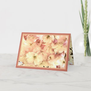 Fleurs de cerise en crème et rose carte de voeux