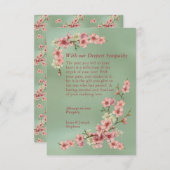 Fleurs de cerise en rose et Turquoise carte de Sym (Devant / Derrière)